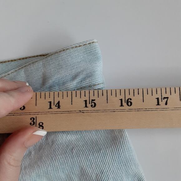 Vintage 80s Wide Leg High Rise Jeans Embroidered Light Wash Mom Jeans Womens 14 - Picture 9 of 11